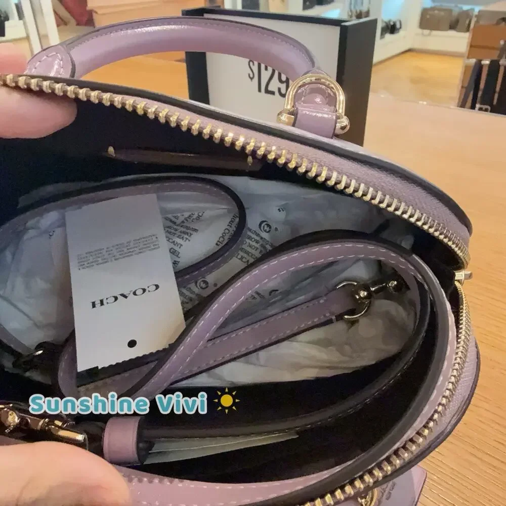 NWT Coach Lala Mini Satchel Bag CEA01 Shiny nappa leather IM/LILAC